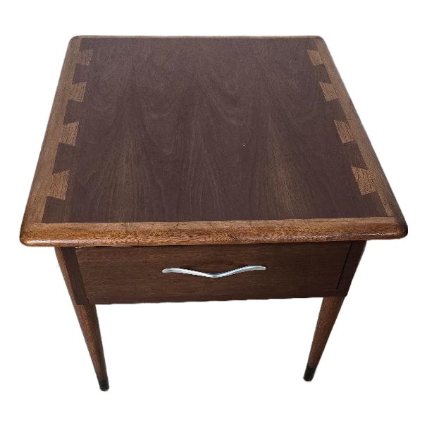 Mid 20th Century Lane AltaVista Walnut One Drawer End Table With Inlaid Top For Sale