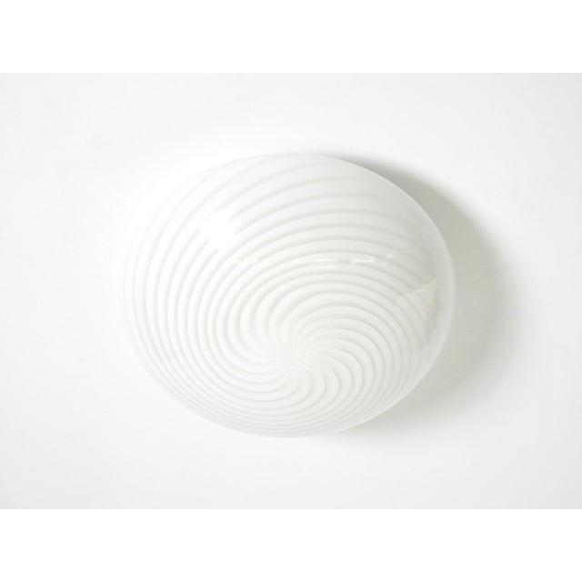 1980s Swirl Flush Mount in Glass and Metal Base, 1980s For Sale - Image 5 of 18