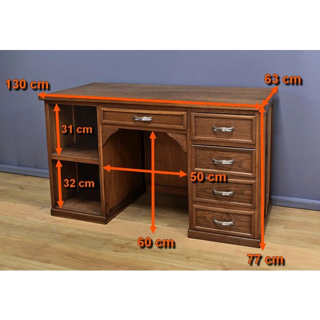 Small Art Deco Oak Pedestal Desk, 1940s For Sale - Image 17 of 18