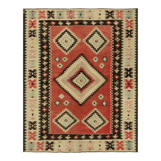 1950s Vintage Tribal Kilim in Red, Beige-Brown, Geometric Medallion Patterns For Sale
