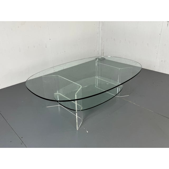 Space Age Italian Modern Glass and Acrylic Coffee Table, 1980s For Sale - Image 4 of 9