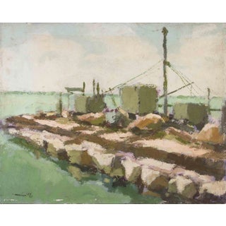 Franco Marzilli, Seaview, Oil Painting, 1970s For Sale