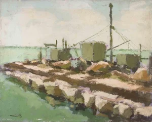 Franco Marzilli, Seaview, Oil Painting, 1970s