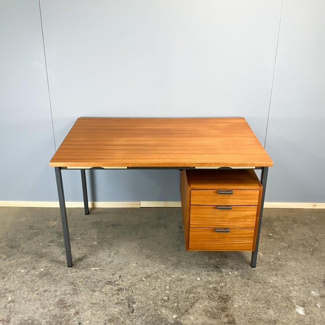 Vintage Desk in Teak with Steel Tubing by Herbert Hirche for Holzäpfel, 1960s For Sale - Image 17 of 17