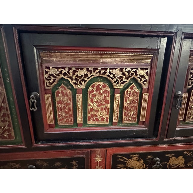 Large Carved Antique Chinese Cabinet Console From Fujian Province For Sale - Image 11 of 16