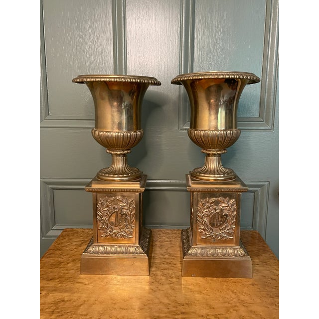 1800s Gilt Bronze Medici Urns - a Pair For Sale - Image 4 of 11