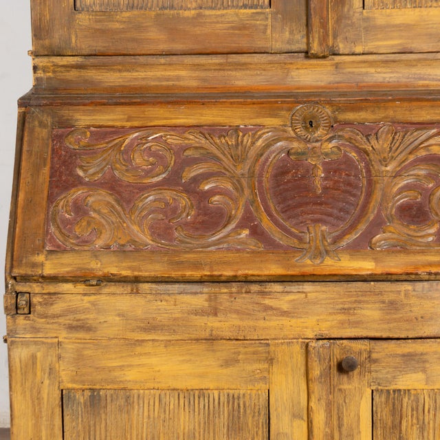 Wood 19th Century Swedish Bureau Secretary Cabinet With Clock For Sale - Image 7 of 15