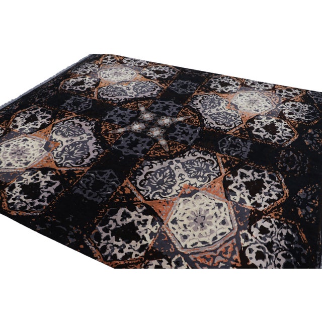 Modern Rug & Kilim’s Modern Classics Rug in Black With Geometric Patterns “Khatam” For Sale - Image 3 of 8