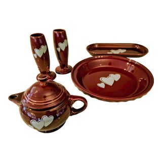 Fiestaware, Homer Laughlin,Trio of Hearts, Rare 6 Pc Discontinued Set For Sale