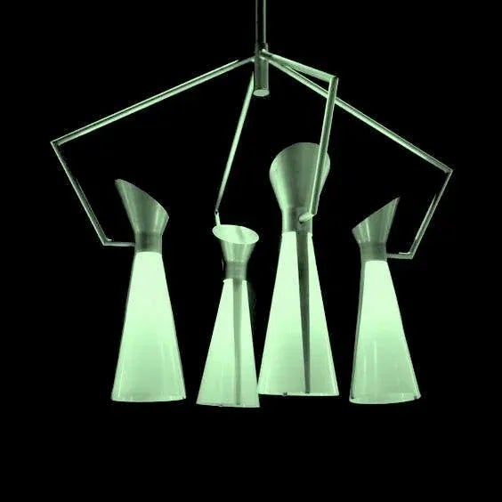 1950s Victor Gruen for John Lautner Chandelier Hanging Lamp Mid Century Extreme Modernism For Sale - Image 4 of 11