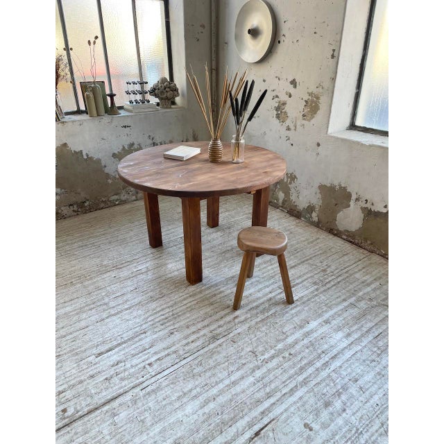 Round Pine Table with Extensions, 1950s For Sale - Image 9 of 18