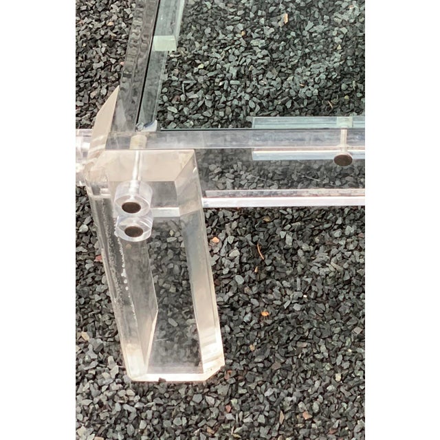 Vintage Lucite Coffee Table With Thick Acrylic Frame and Glass Top For Sale - Image 12 of 12