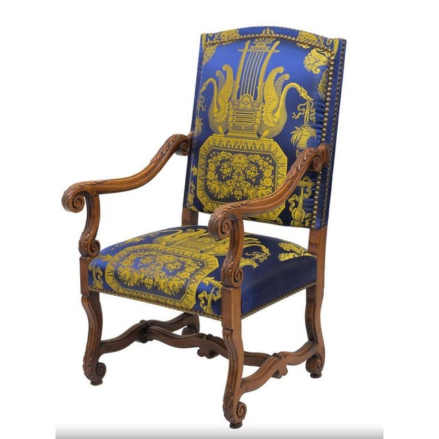 Traditional 19th-Century Neoclassical French Walnut Armchair For Sale - Image 3 of 6