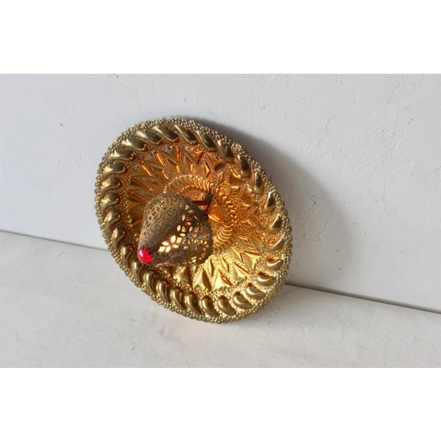1970s Moroccan Style Decorative Brass Wall Light Sconce Vintage For Sale - Image 4 of 11