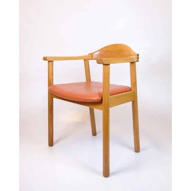 Brown Model 75 Armchair in Pine and Cognac Leather by Andreas Hansen, 1980s For Sale - Image 8 of 11