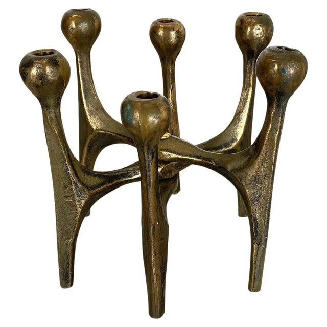 Mid-Century German Brutalist Candleholder in Bronze from Michael Harjes, 1960s For Sale - Image 18 of 18