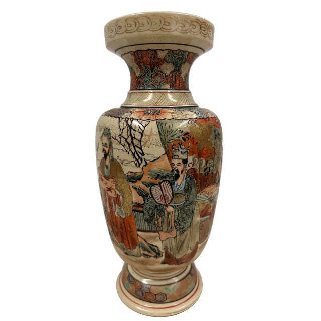 Ceramic Late Meiji Period to Early Showa Period Japanese Satsuma Earthenware Vase For Sale - Image 7 of 12