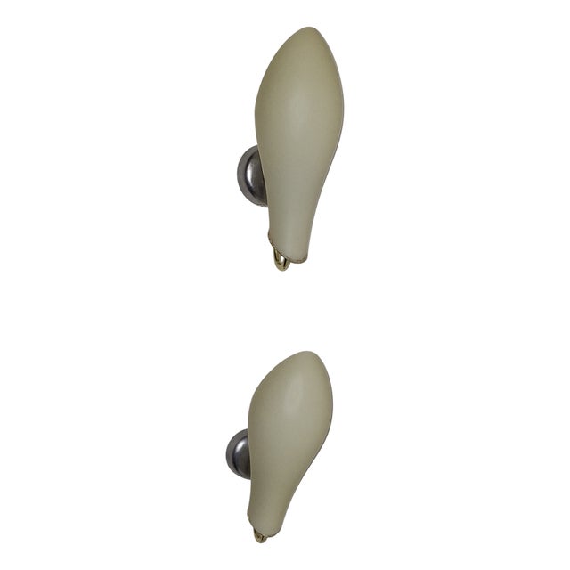 Mid-Century Wall Lamps with Cream-Colored Glass Shades on Metal Mounts1950s, Set of 2 For Sale