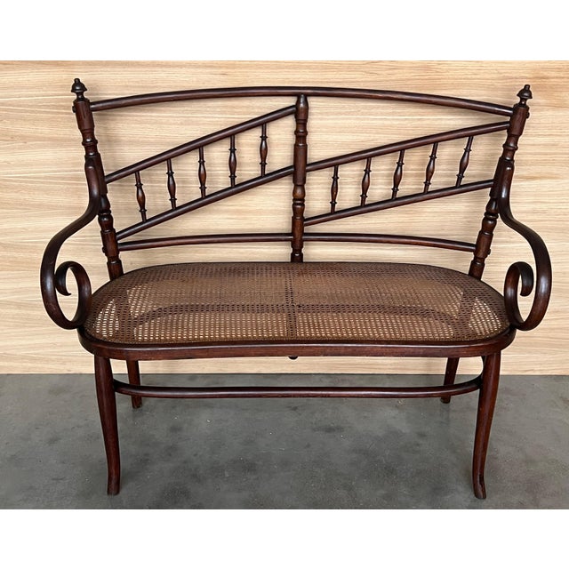 20th century bentwood sofa in the Thonet style, circa 1925, caned seat This sofa it´s very heavy and sturdy. Height from...