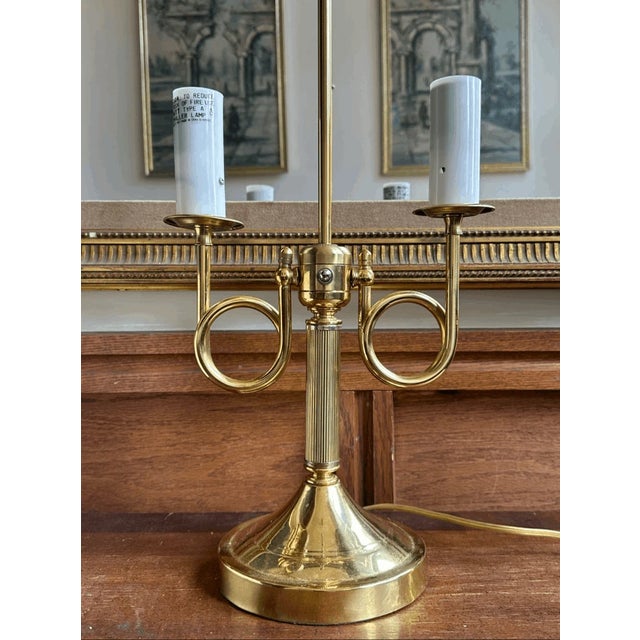 Vintage Horn Design Plated Brass Plug in Table Bouillotte Lamp For Sale - Image 4 of 8