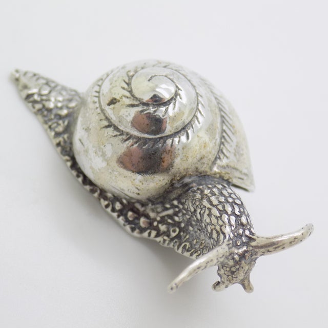 1970s Vintage Italian Handmade Genuine Sterling Silver Life Size Snail Solid Figurine Sculpture For Sale - Image 5 of 11