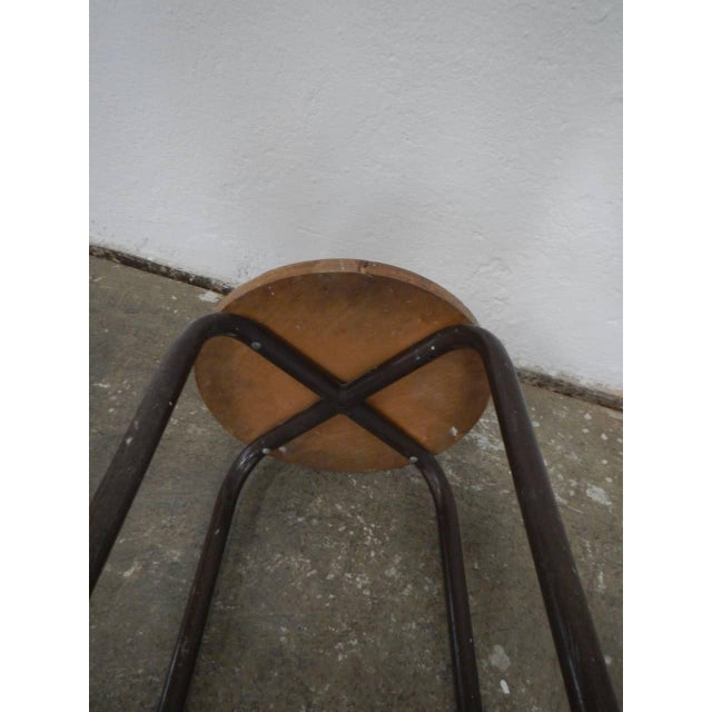 Beech and Iron Foot Stool, 1960s For Sale - Image 3 of 9