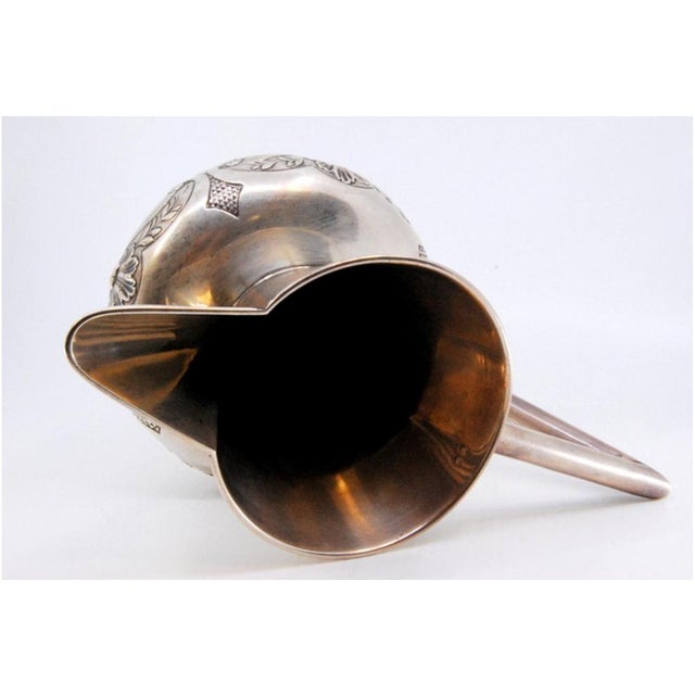 Silver Wine Jug with Raised Plant Motifs and Angular Handle For Sale - Image 6 of 11