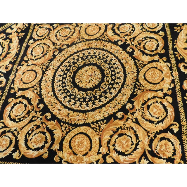 Hand Knotted Black and Gold Rug. 8'x 7'10" For Sale - Image 4 of 12