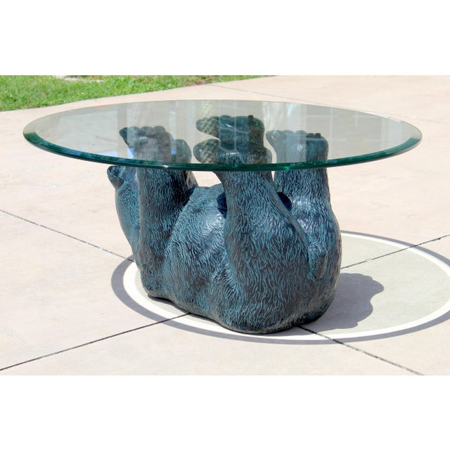 1970s Vintage Rustic Black Bear Glass Coffee Table – Sculptural Wildlife Cocktail Table, Circa 1970s For Sale - Image 5 of 16