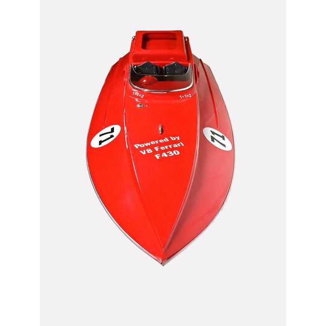 Vintage Ferrari Freccia Rossa Speed Motorboat Model in Mahogany For Sale - Image 5 of 8