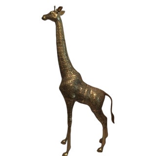 Large Detailed Brass Giraffe For Sale