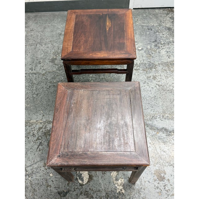 Vintage Asian Rosewood Side Tables, Pair For Sale - Image 4 of 12