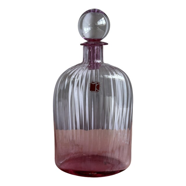 Mid-Century Modern Pink Murano Glass Decanter Bottle by Carlo Moretti, Italy, 1970s For Sale