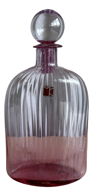Mid-Century Modern Pink Murano Glass Decanter Bottle by Carlo Moretti, Italy, 1970s