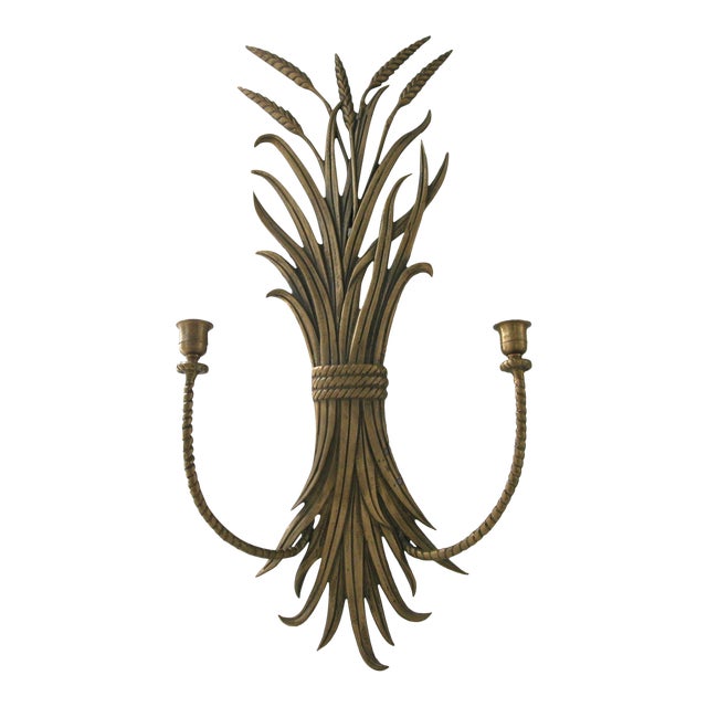Brass Wheat Sheaf Wall Candle Sconce Chairish
