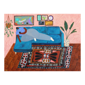 Rest and Revere - Colorful Abstract Feminine Figurative Still Life Painting Original Artwork by Courtney Simone
