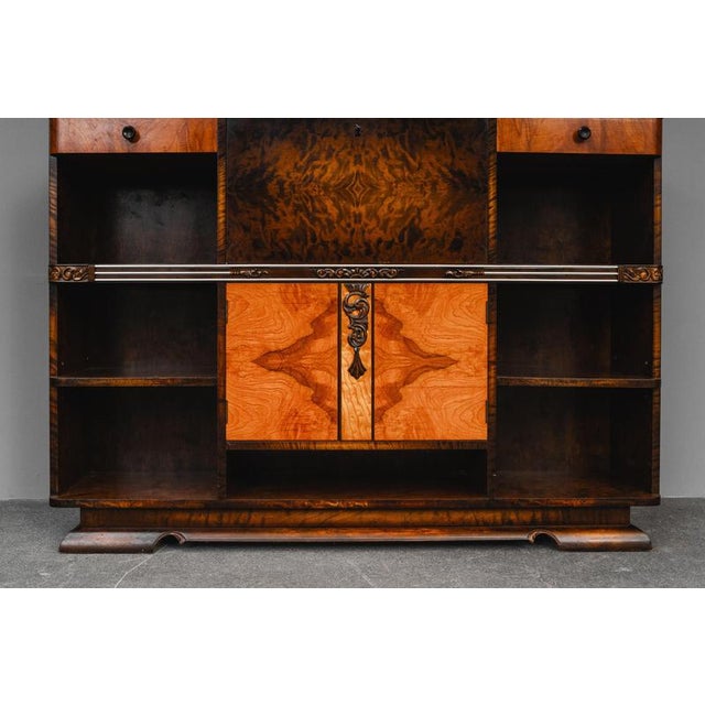 Art Deco Bookcase with Secretary Compartment in Birch and Walnut For Sale - Image 13 of 18