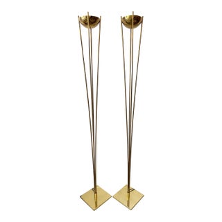 1980s Postmodern Italian Brass Torchieres From Relux Milano - a Pair For Sale