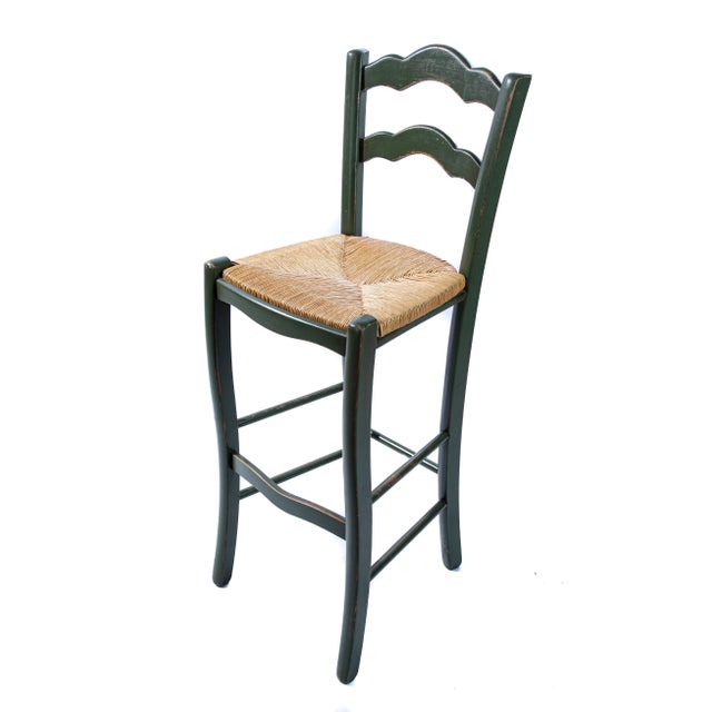 Early 21st Century Italian Barstool with Plaid Seat Cushions For Sale - Image 5 of 13