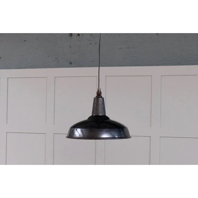 Black Swedish Enamel Ceiling Light, 1930s For Sale - Image 8 of 9