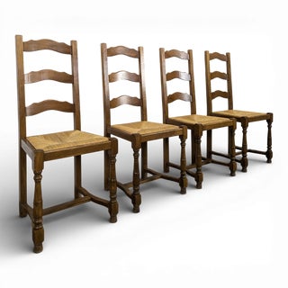 Chairs with Straw Seats, Set of 4 For Sale