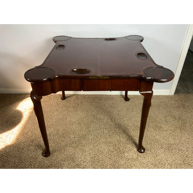 Burnt Umber George 11 Concertina Card Table For Sale - Image 8 of 17