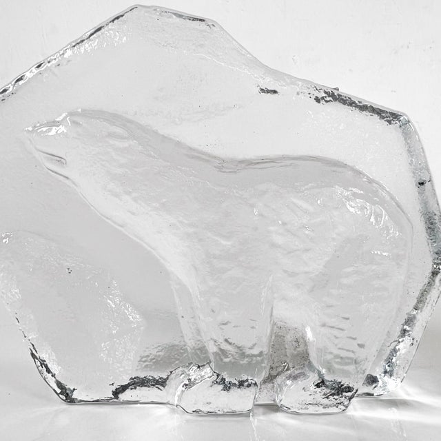 Glass Handmade Polar Bear Crystal Art Glass Paperweight Magnor of Norway For Sale - Image 7 of 12