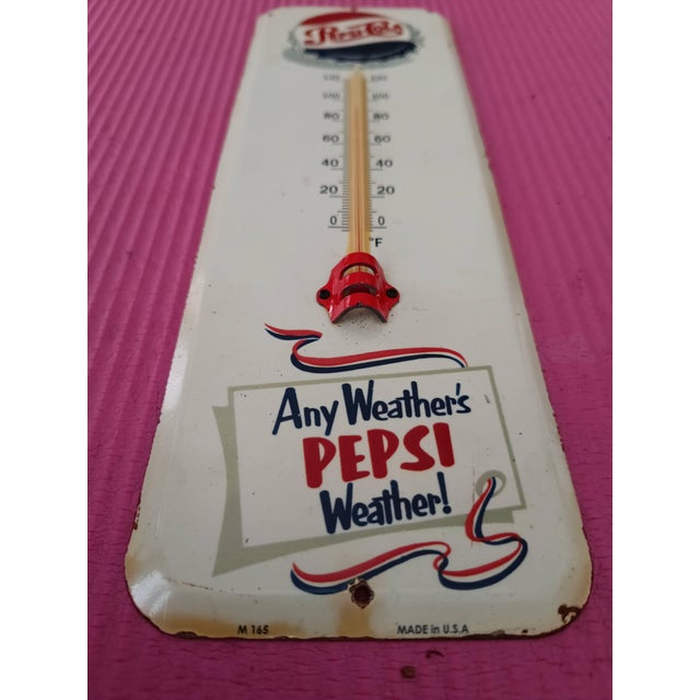Premium Vintage Style Pepsi-Cola Advertising Thermometer Sign For Sale - Image 9 of 10