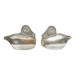 Vintage Blenko Usa Glass Duck Bookends a Pair From the 1980s