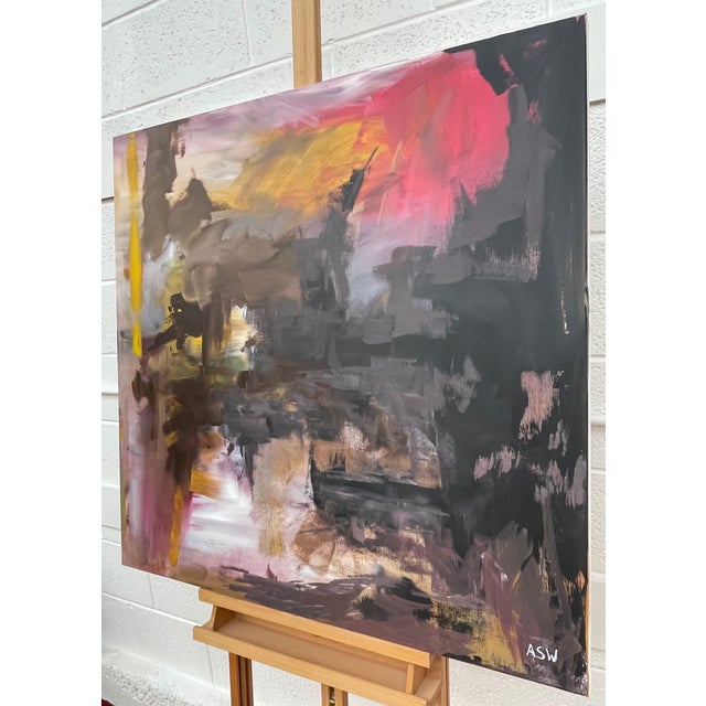 Black Yellow & Red Abstract Expressionist Art by Contemporary British Angela Wakefield Artist 2022 For Sale - Image 12 of 17
