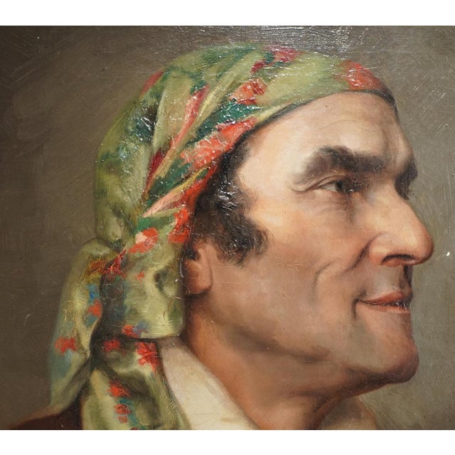 French Napoleon III Artist, Gentleman in Headscarf, 1860, Oil Painting, Framed For Sale - Image 10 of 18