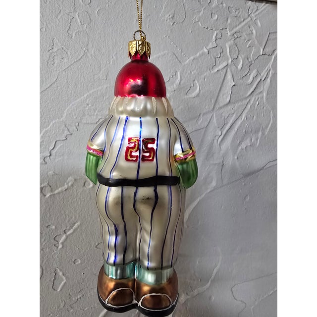 Traditional 1990s Authentic Inge-Glas Germany Hand-Blown Glass Baseball Santa Ornament For Sale - Image 3 of 10