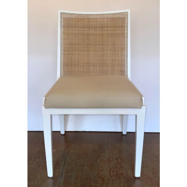 Original $1185, stylish Bungalow 5 Organic Modern White Ernest Side Chair, caned back and beige cushion side chair,...