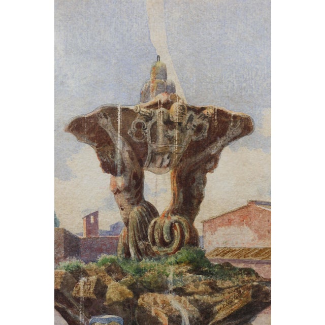 Brown Three Italian Framed Watercolors of Scenes of Rome For Sale - Image 8 of 13